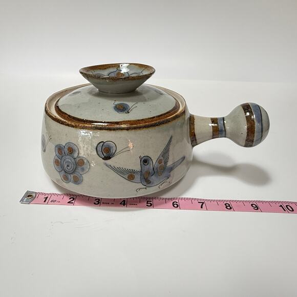 Vintage Ken Edwards Covered Pot w Handle – Tonala Folk Art Stoneware – 1970s era - Picture 3 of 11